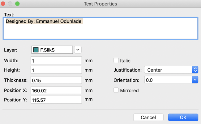 Add Text to the PCB Layout