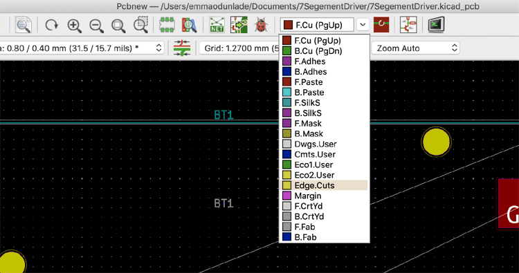 Draw an edge for PCB in KiCad