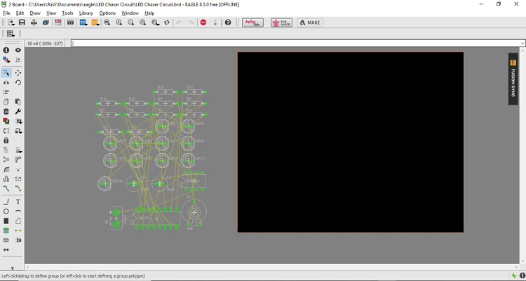 Schematic to board editor on EAGLE